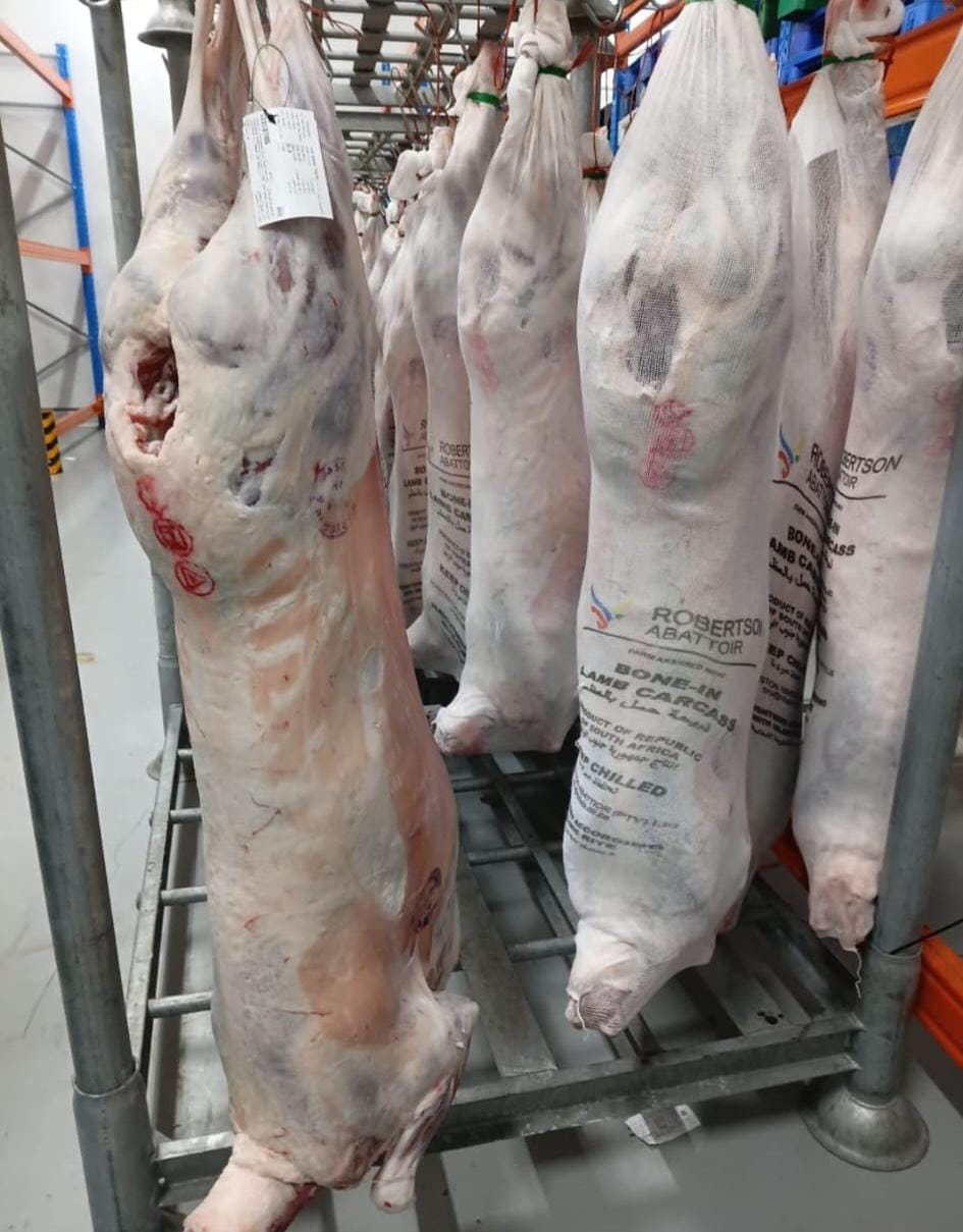 Additional full view of whole lamb carcasses supplied by Fresh & Best